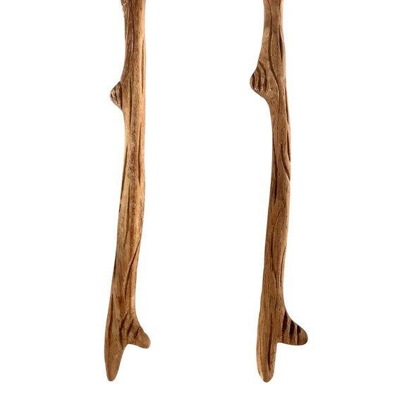 Handcrafted Wooden Salad Serving Spoon & Fork Set Branch Twig Design Rustic - Picture 4 of 4